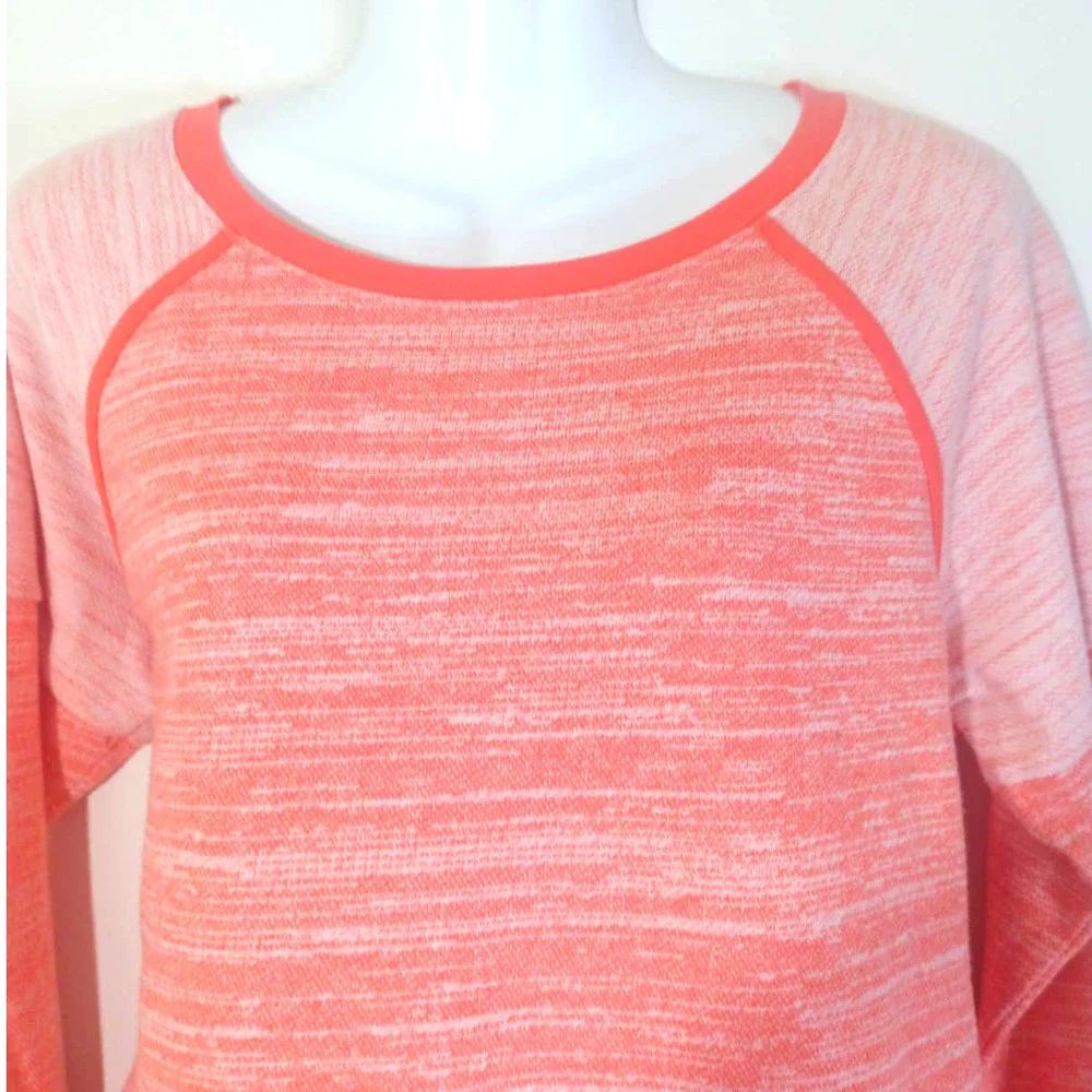 Jones New York Sport Women Sz L Coral Orange Long Sleeve Top With Pocket - Picture 4 of 8